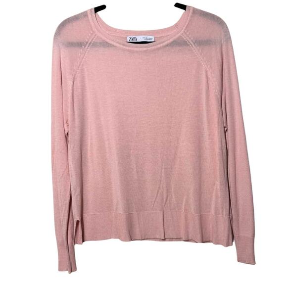 ZARA PINK CREW NECK PULL OVER CARDIGAN SIZE SMALL - Picture 7 of 8